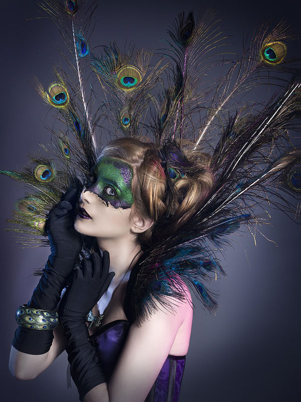 Peacock Costume With Peacock Face Paint Peacock Costume With Peacock Face Paint