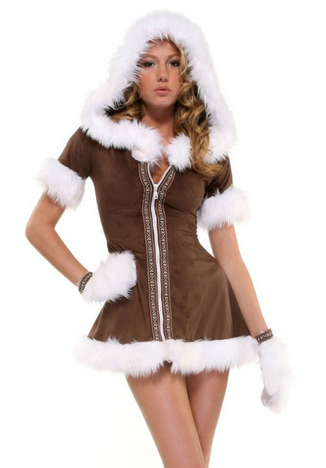 A Sexy Eskimo Costume For Women With White Trim A Sexy Eskimo Costume For Women With White Trim