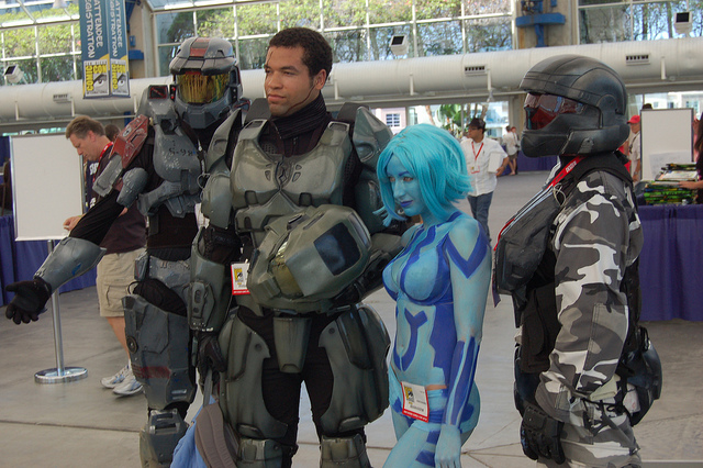 People Wearing Halo Costumes