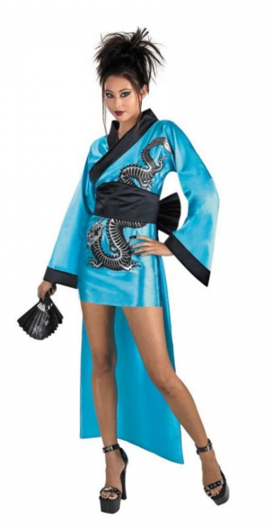 A Blue Geisha Costume For Adults