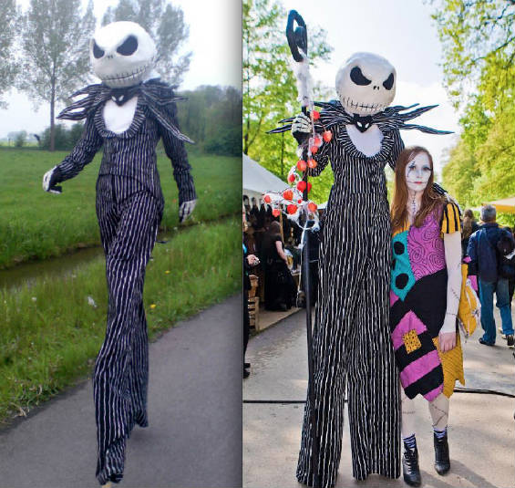 A Jack Skellington Costume On Stilts