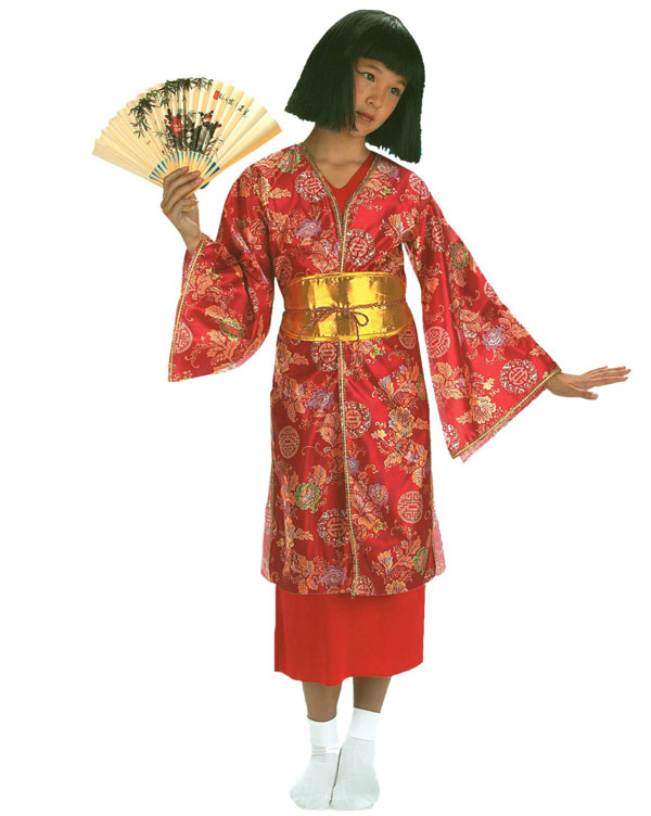 A Red Geisha Girl Costume for Children