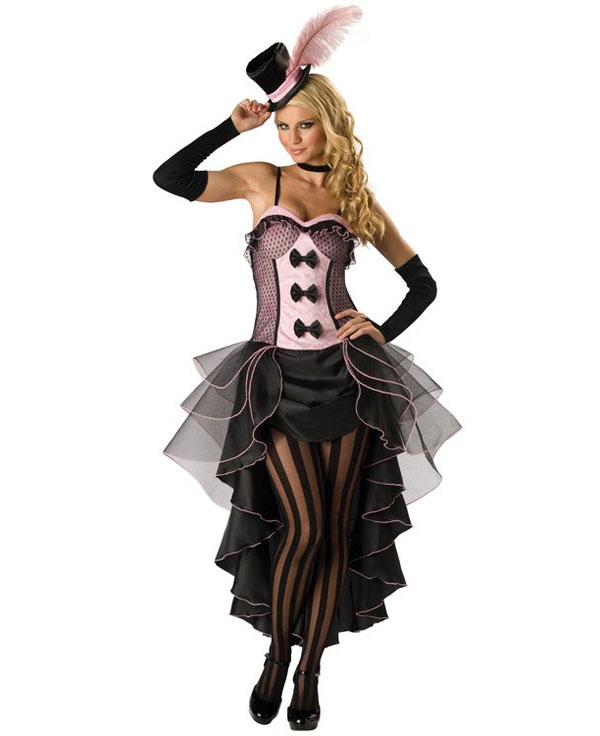 A Stylish Pink And Black Burlesque Costume